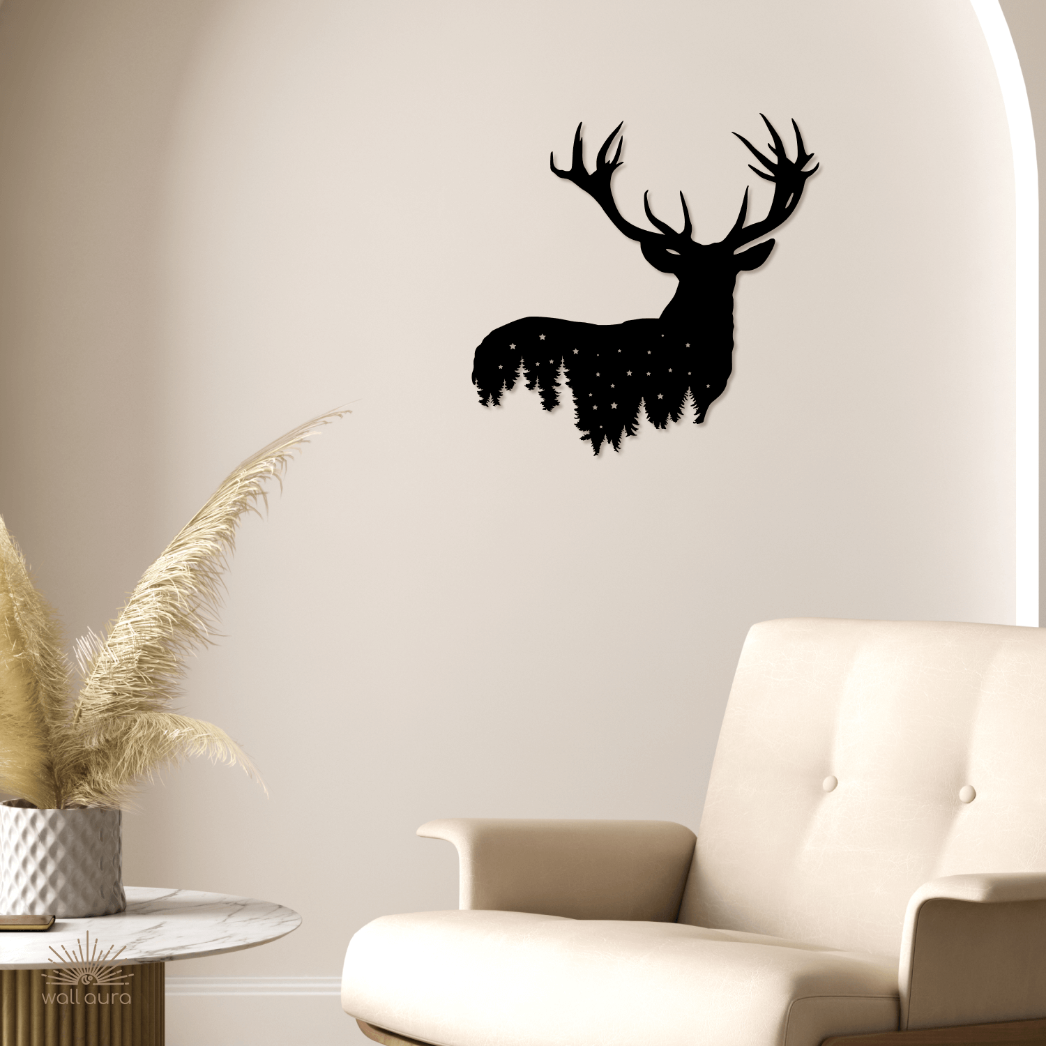 שלט צבי גאומטרי ממתכת לקיר