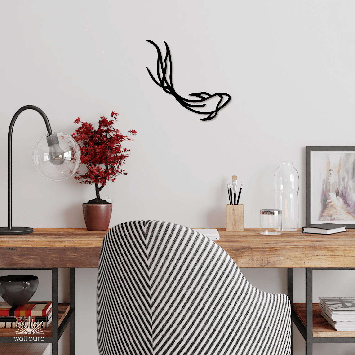 קישוט קיר מברזל דג