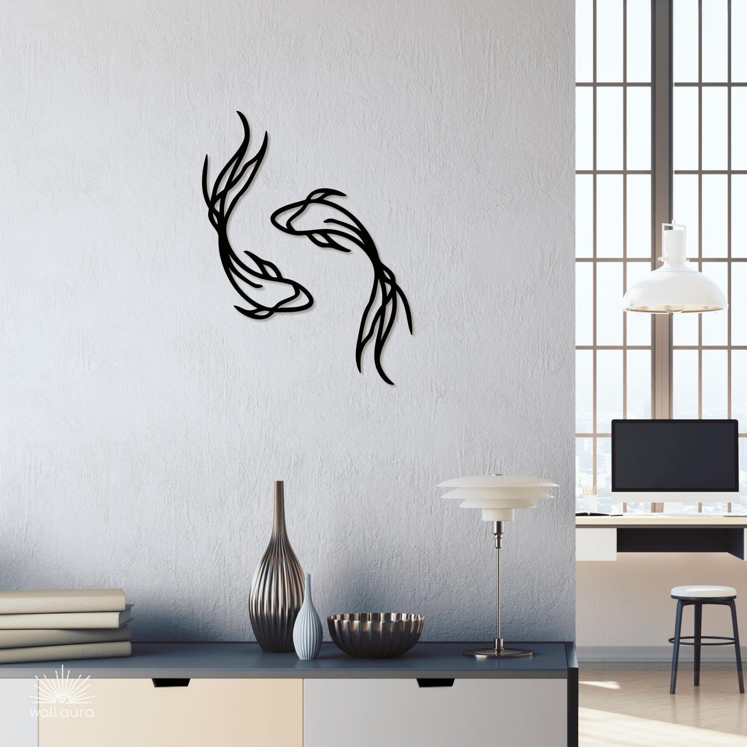 קישוט קיר מברזל דג