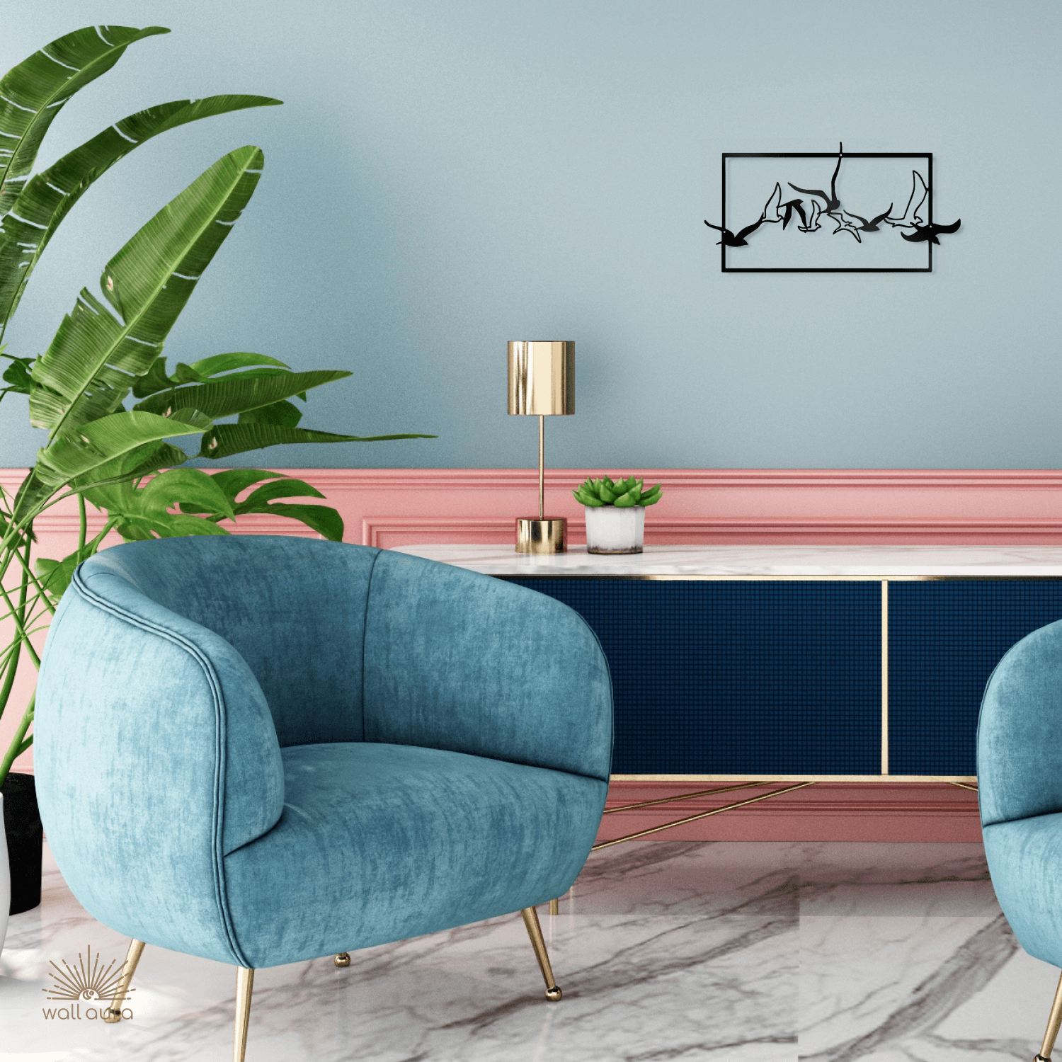 קישוט ציפורים מעופפות ממתכת לקיר