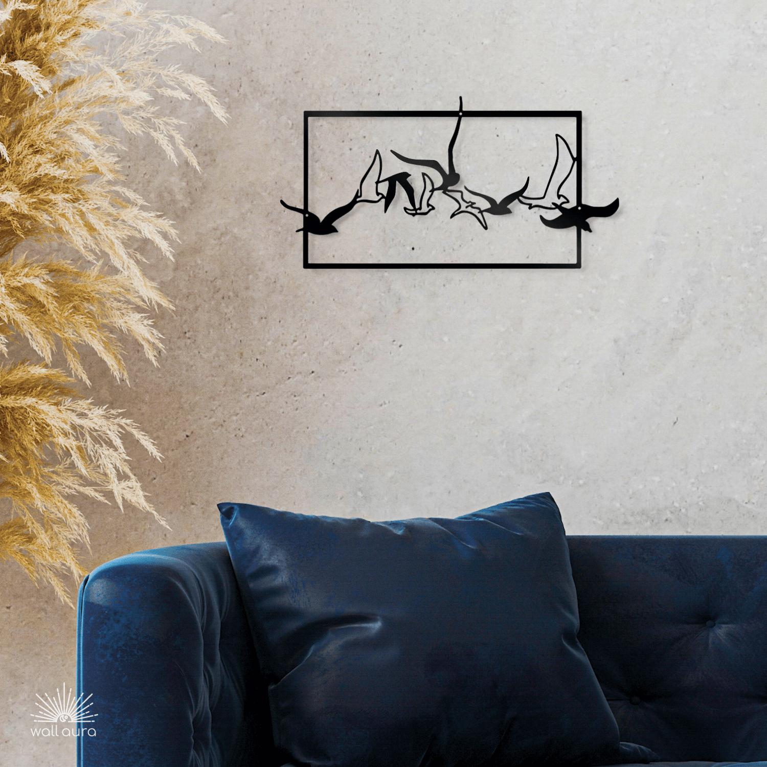 קישוט ציפורים מעופפות ממתכת לקיר