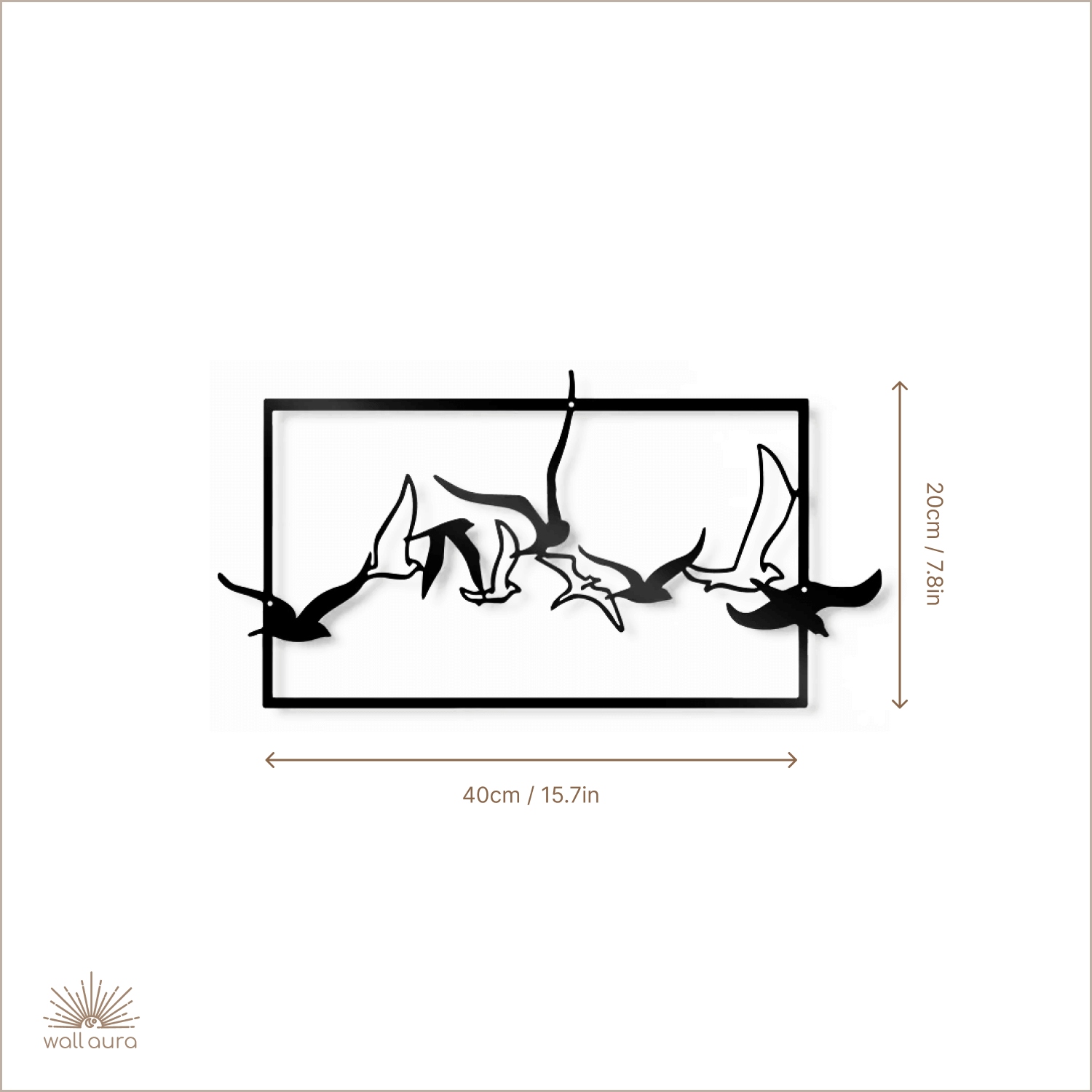 קישוט ציפורים מעופפות ממתכת לקיר