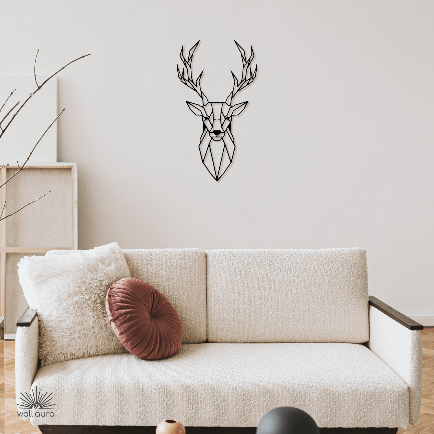 ראש צבי גיאומטרי – אומנות קיר מברזל בעיצוב מודרני