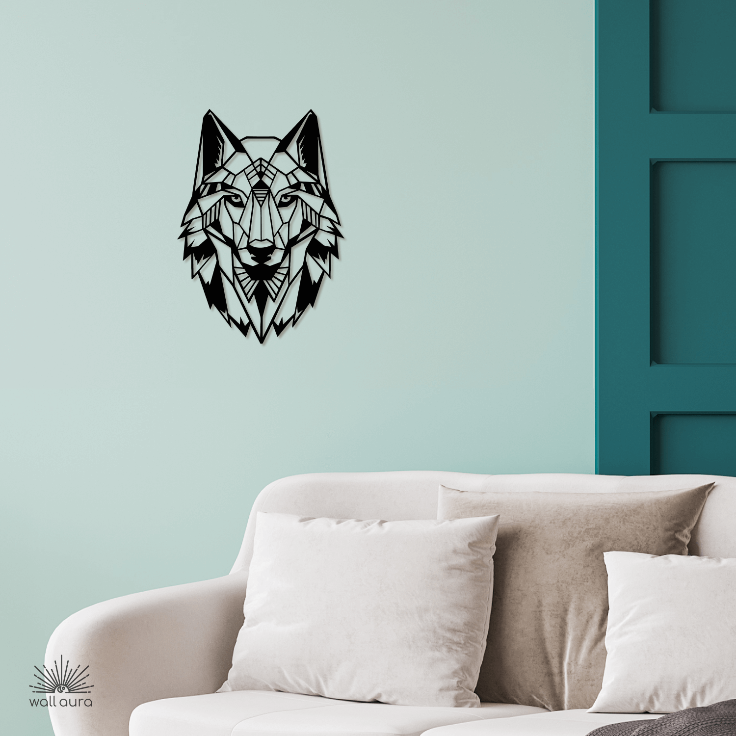 זאב גאומטרי ממתכת לקיר