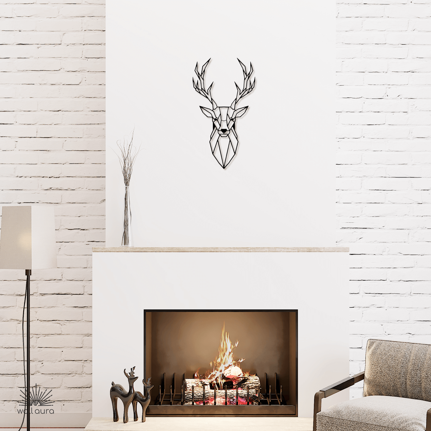 ראש צבי גיאומטרי – אומנות קיר מברזל בעיצוב מודרני