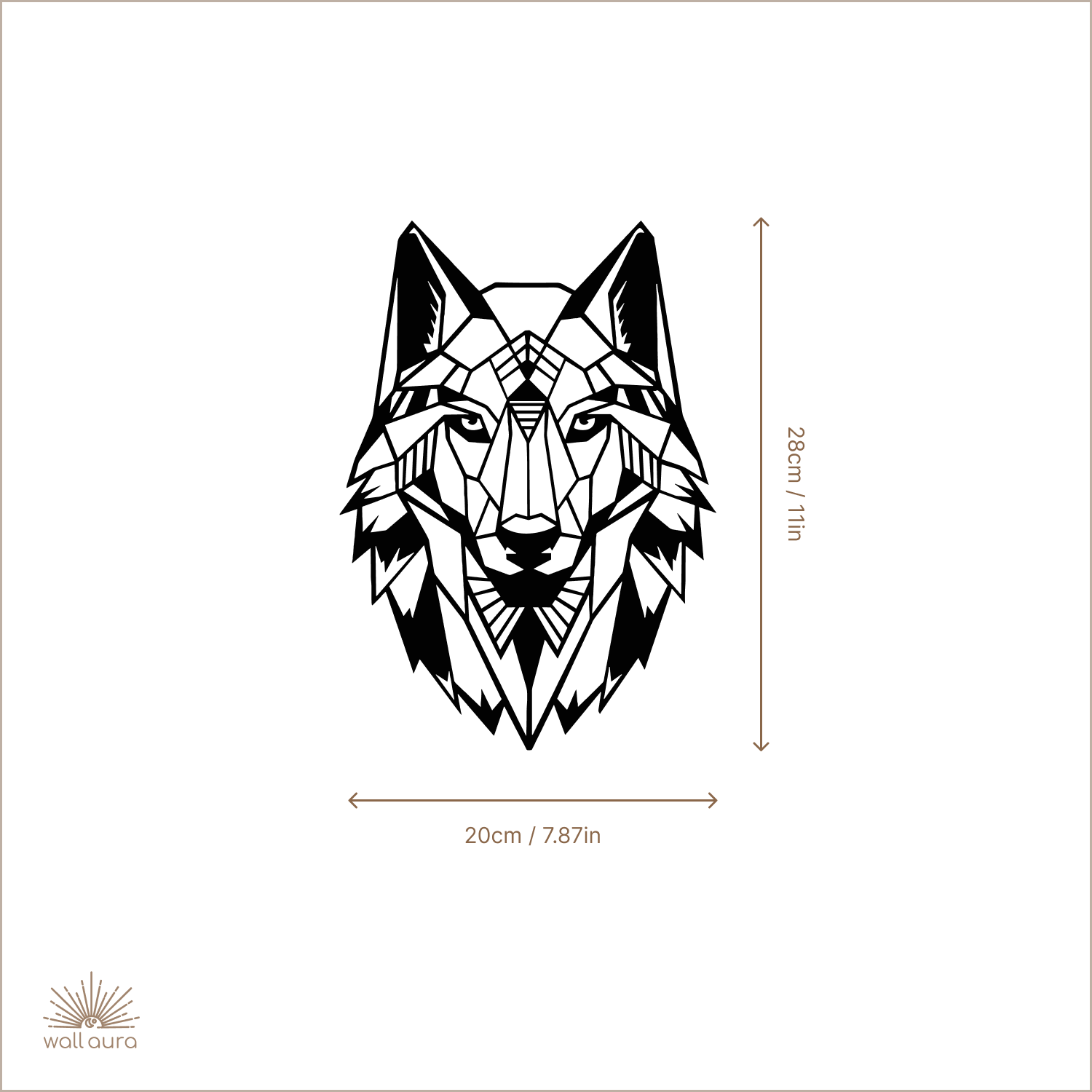 זאב גאומטרי ממתכת לקיר