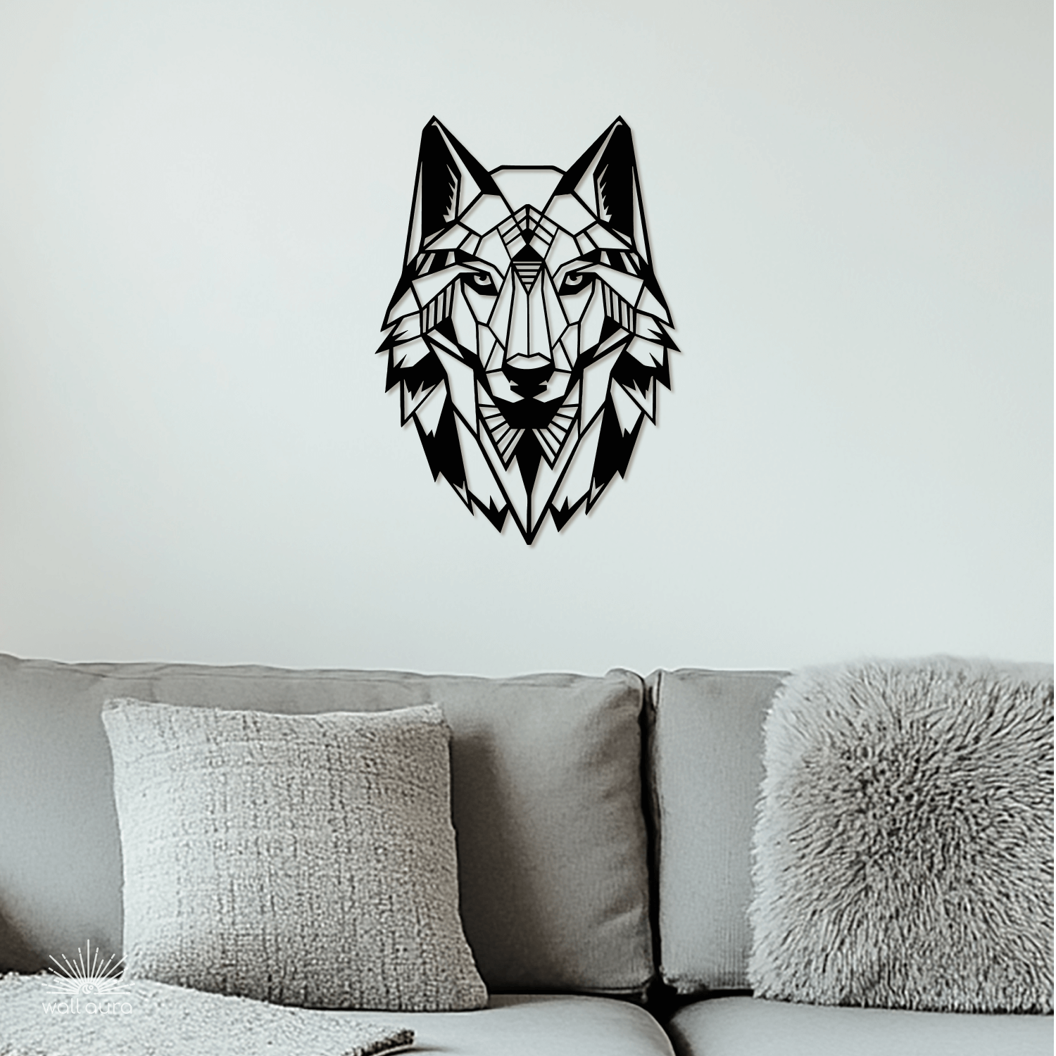 זאב גאומטרי ממתכת לקיר