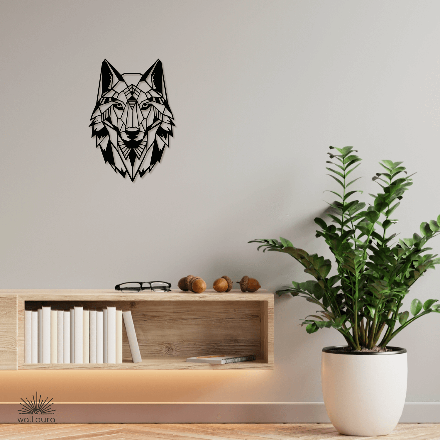 זאב גאומטרי ממתכת לקיר