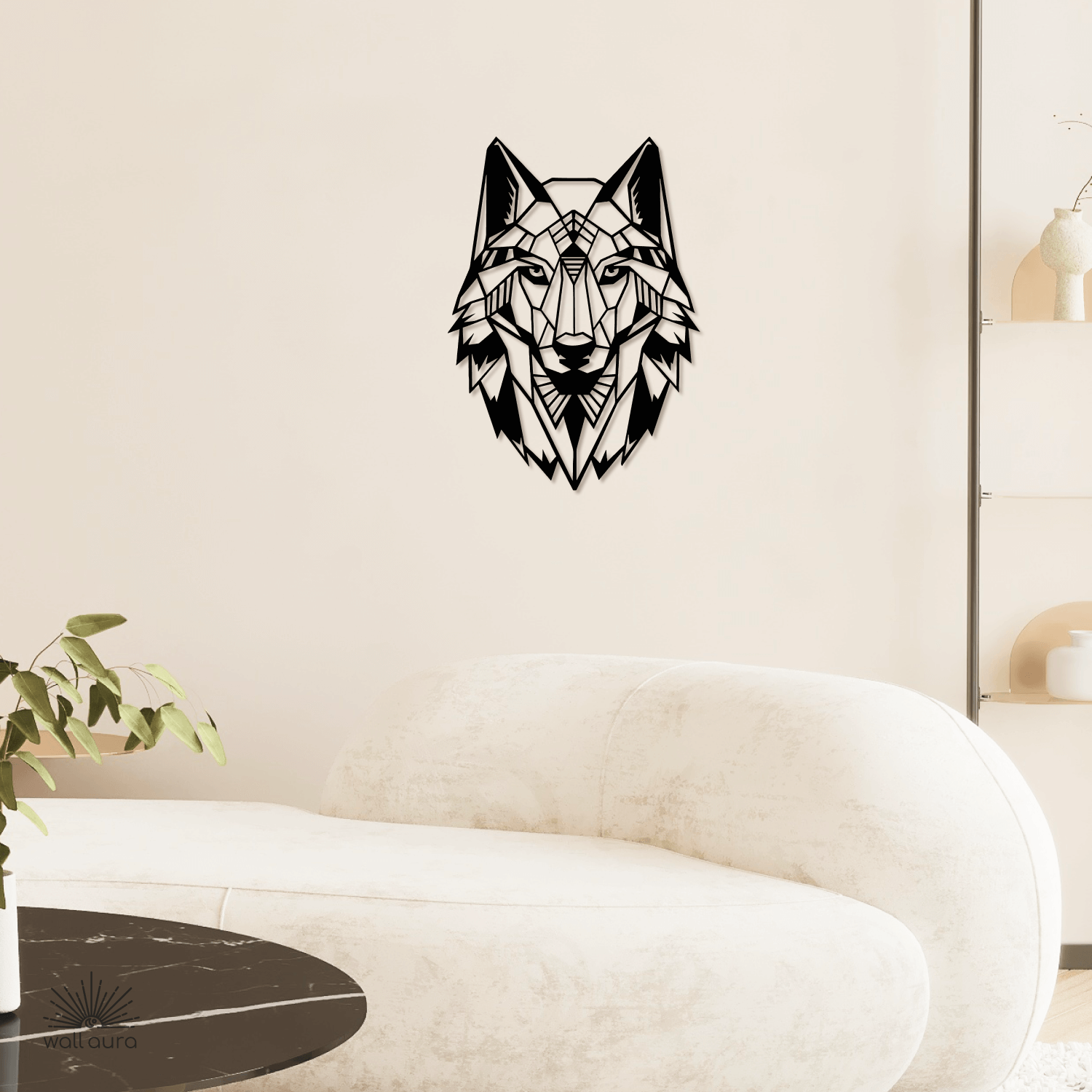 זאב גאומטרי ממתכת לקיר