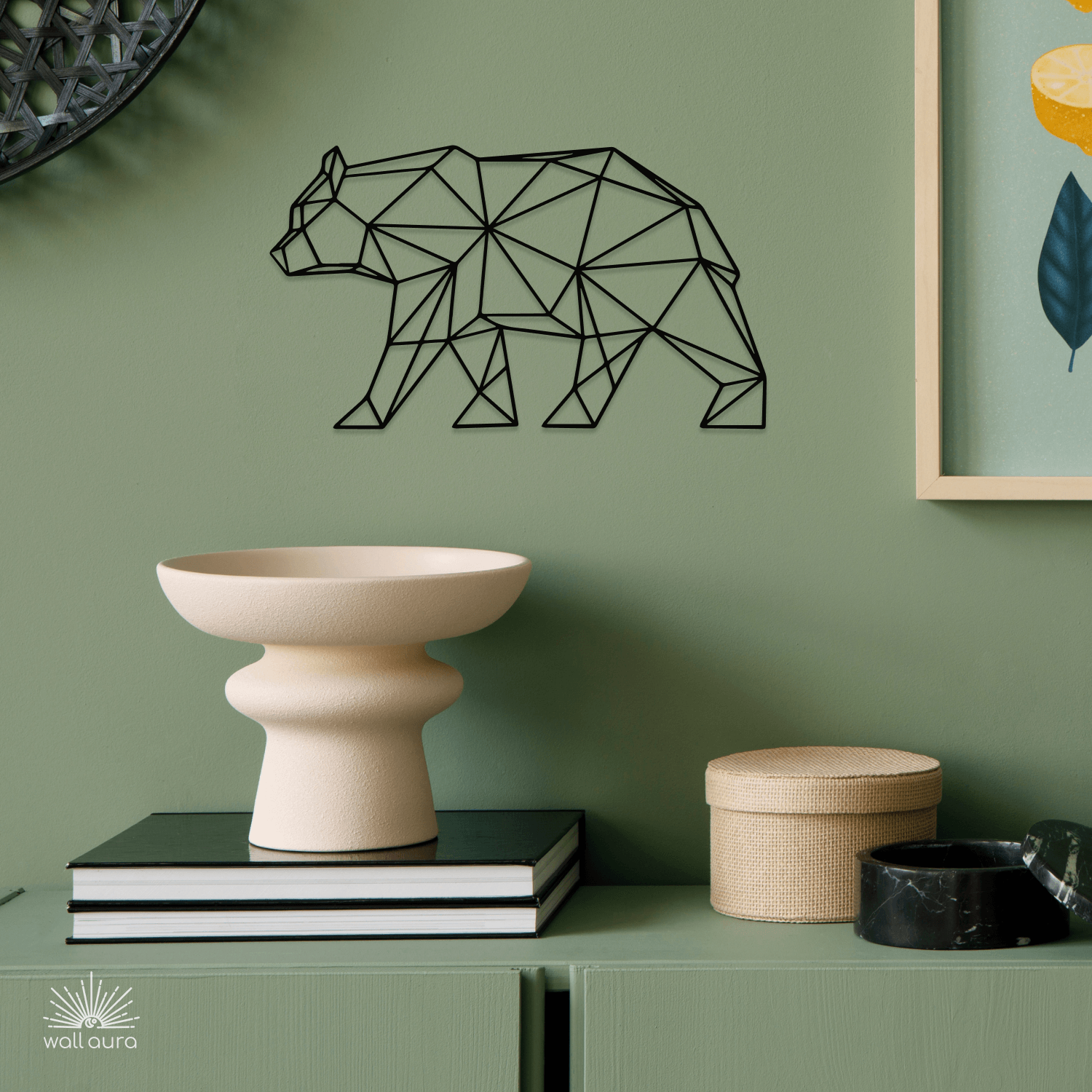 דוב מתכת גאומטרי לקיר