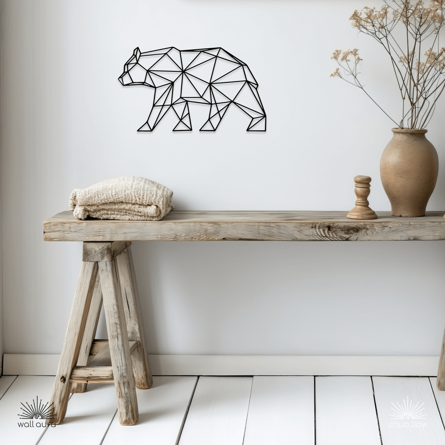 דוב מתכת גאומטרי לקיר