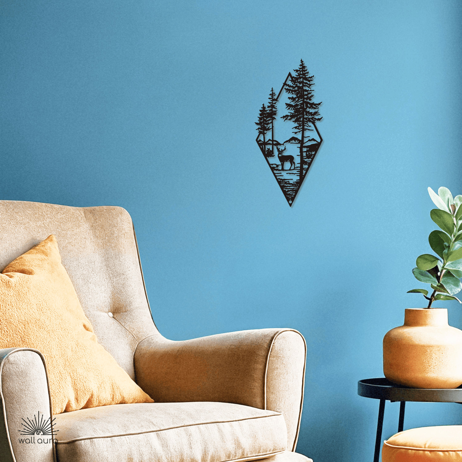 סצנת יער ממתכת לקיר