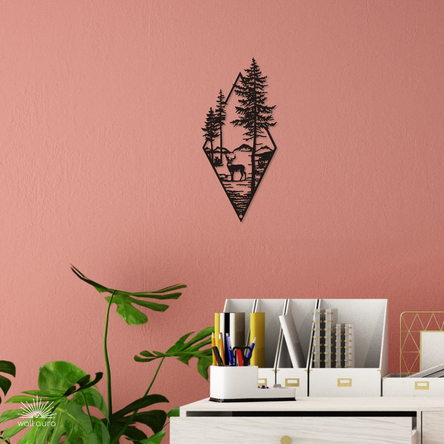 סצנת יער ממתכת לקיר