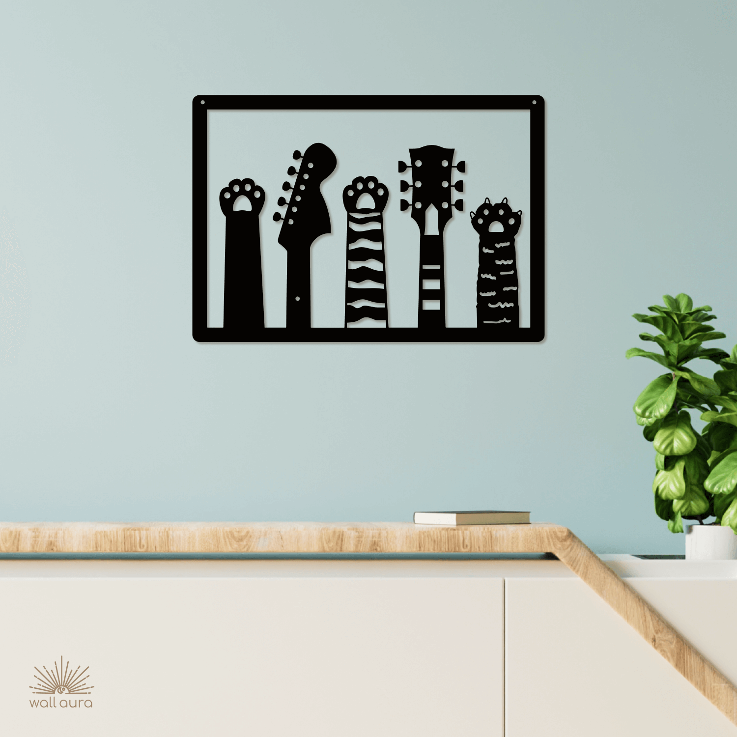 שלט מתכת דקורטיבי – גיטרות חתול