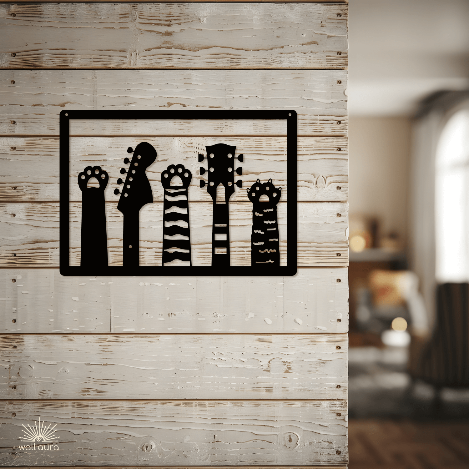 שלט מתכת דקורטיבי – גיטרות חתול