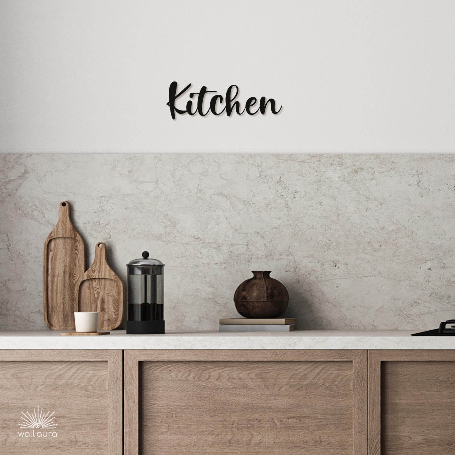 שלט "Kitchen" מעוצב ממתכת לקיר המטבח