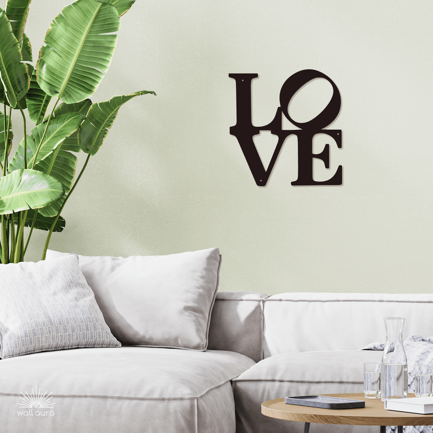 שלט אהבה בעיצוב מתכתי | אומנות קיר מברזל