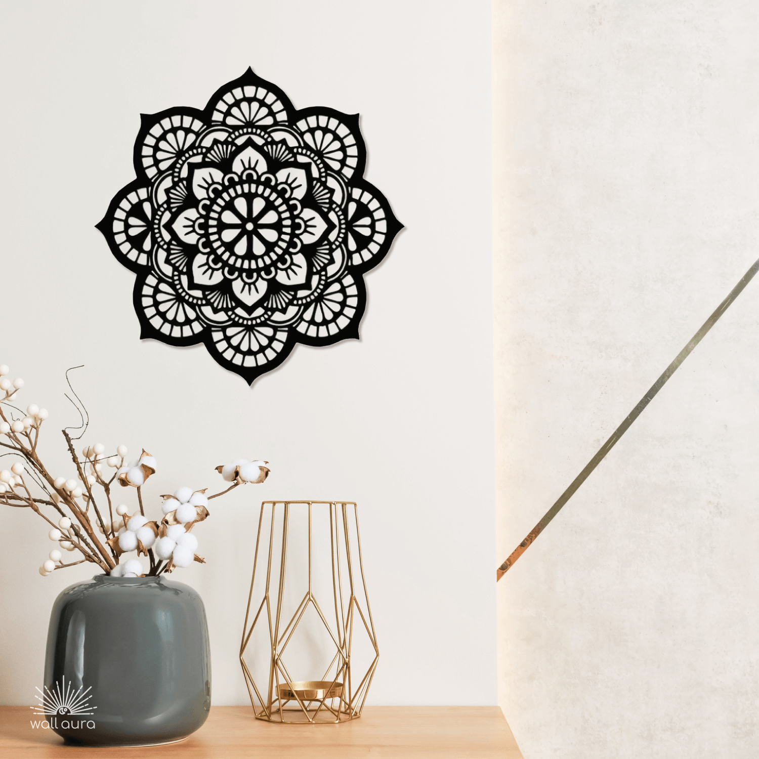 תמונת קיר ממתכת – מנדלה מעוצבת שחורה