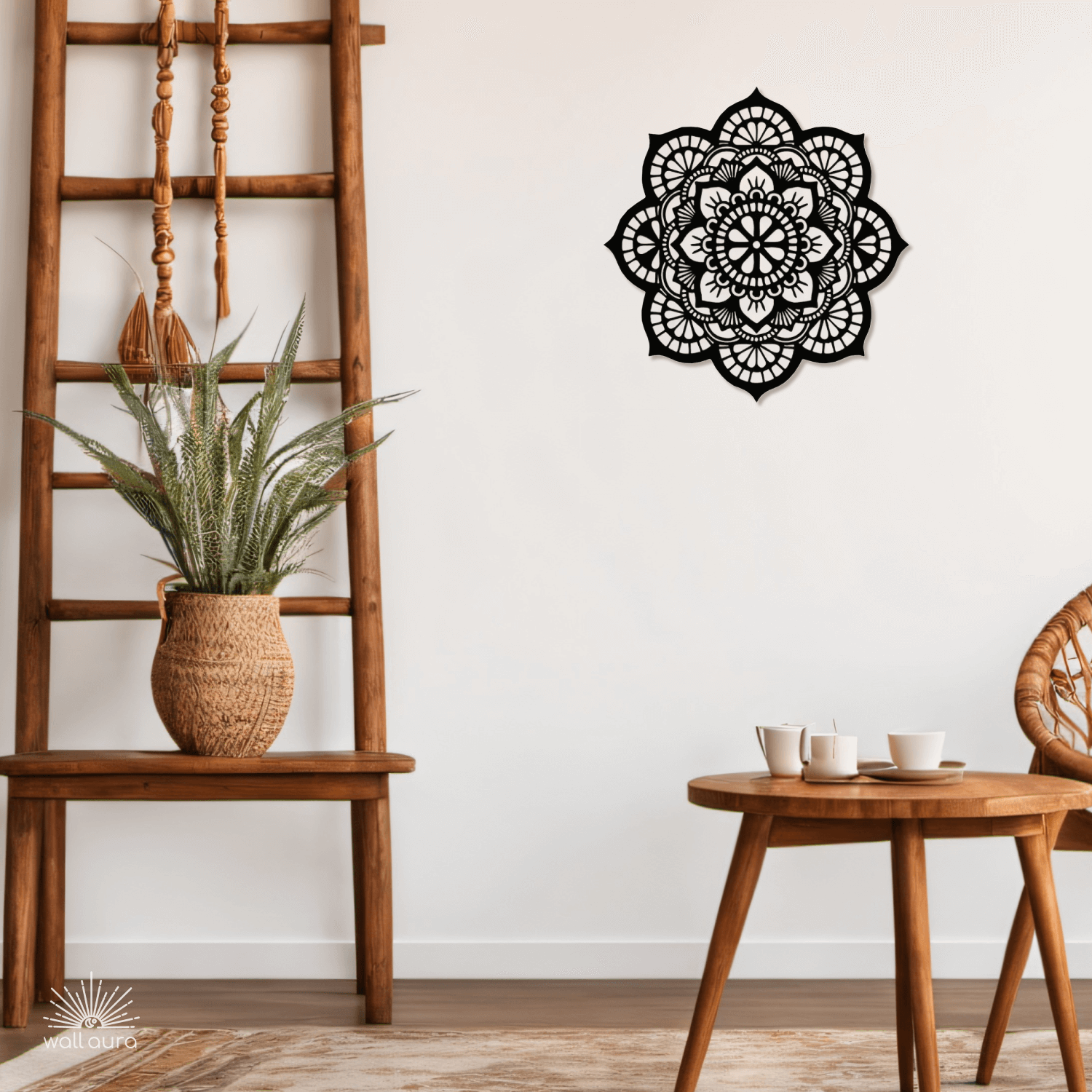 תמונת קיר ממתכת – מנדלה מעוצבת שחורה