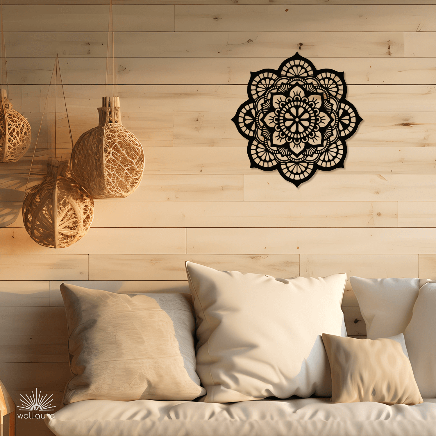 תמונת קיר ממתכת – מנדלה מעוצבת שחורה