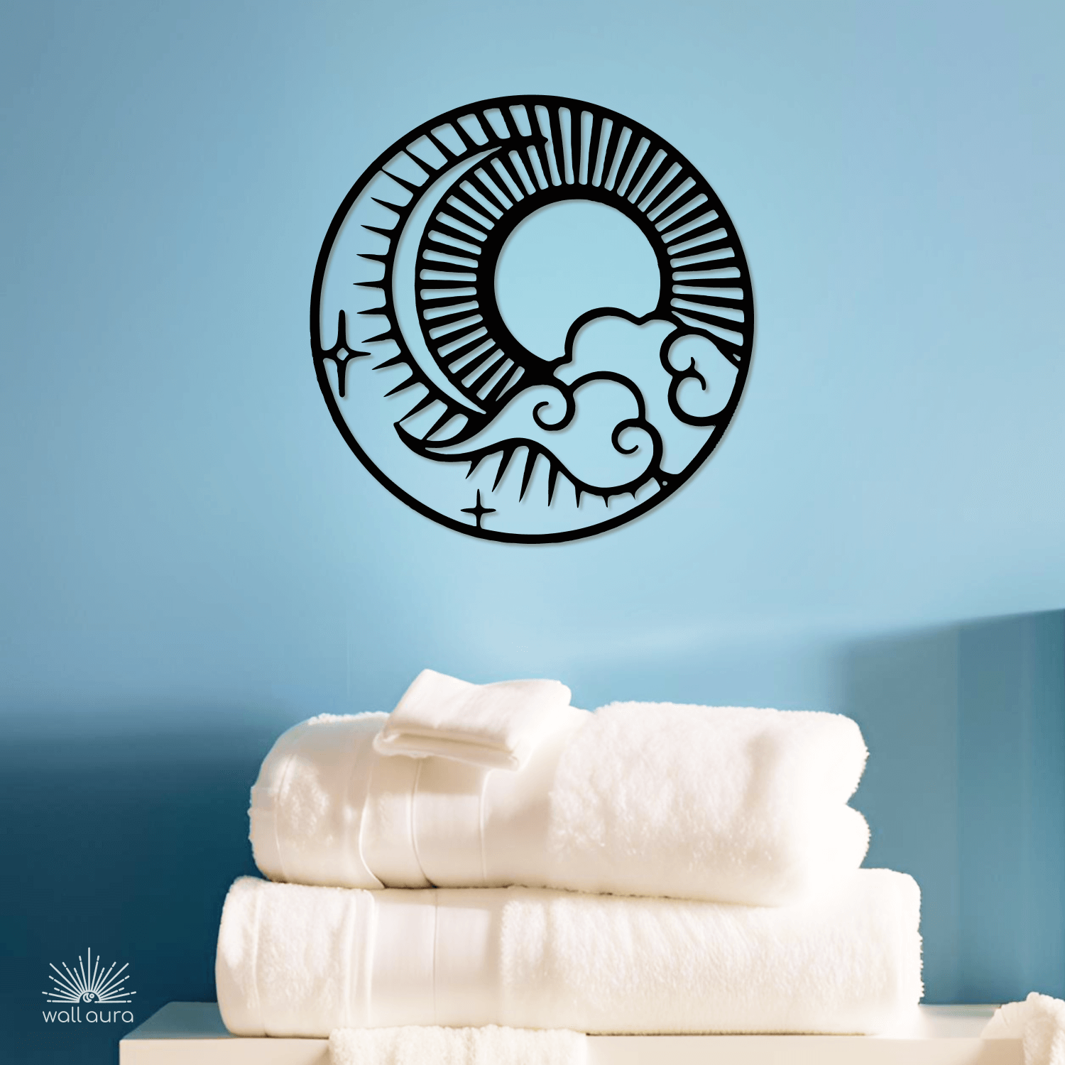 עיצוב מתכת שמש ועננים