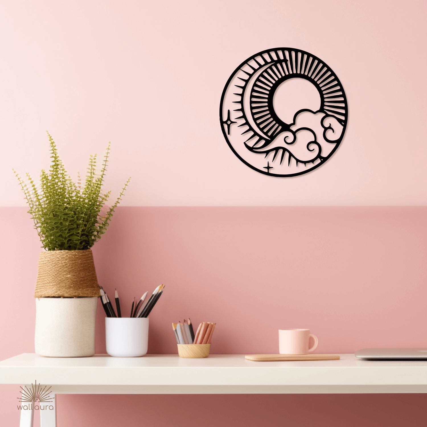 עיצוב מתכת שמש ועננים