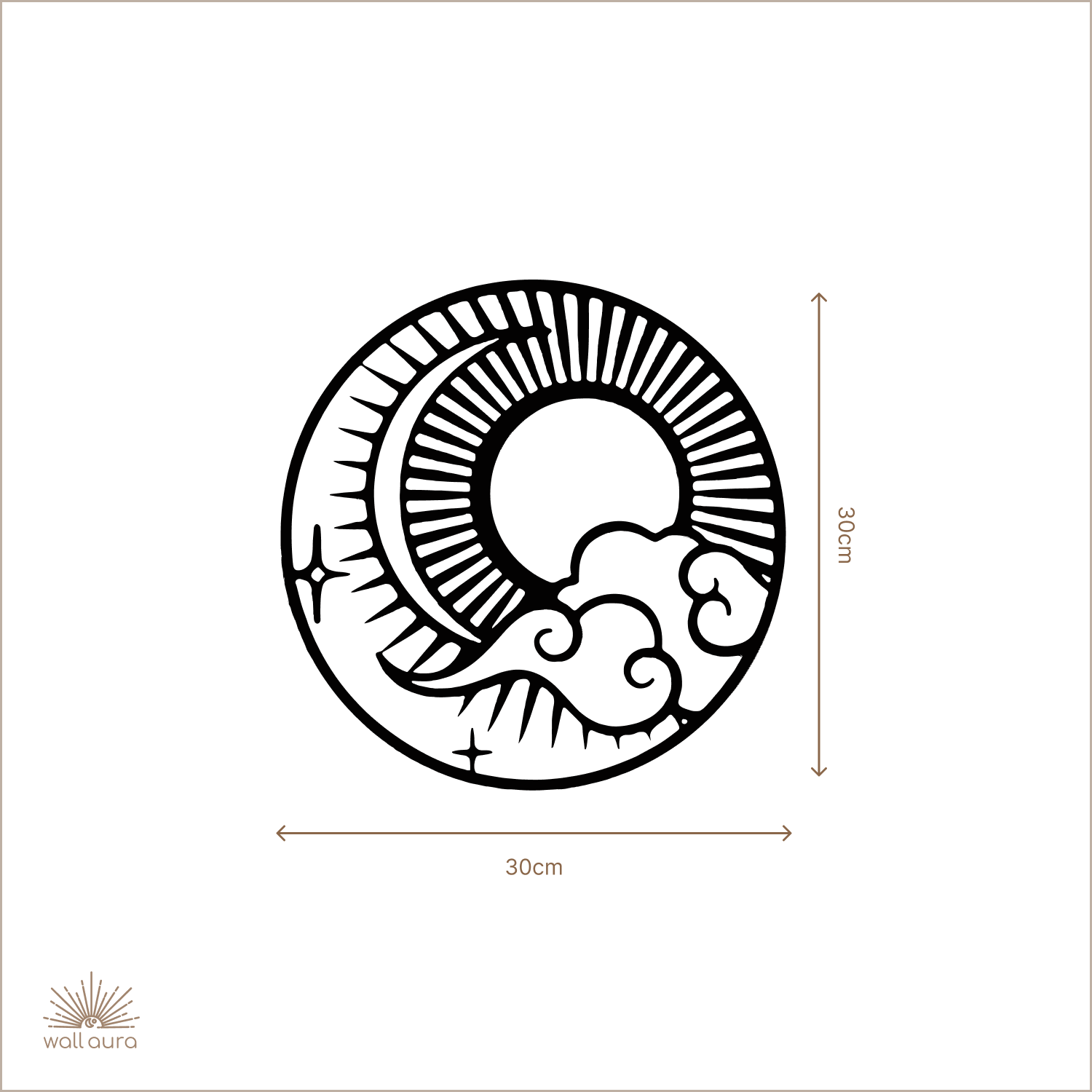 עיצוב מתכת שמש ועננים