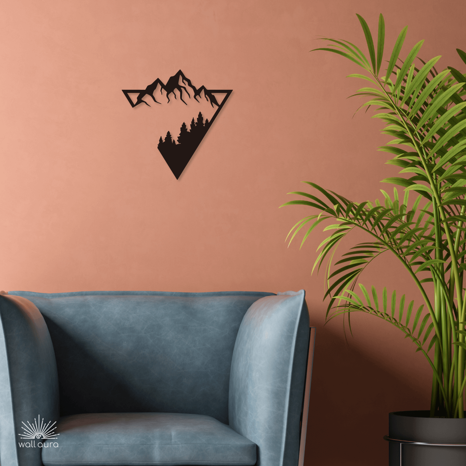 נוף הררי גאומטרי ממתכת בעיצוב משולש