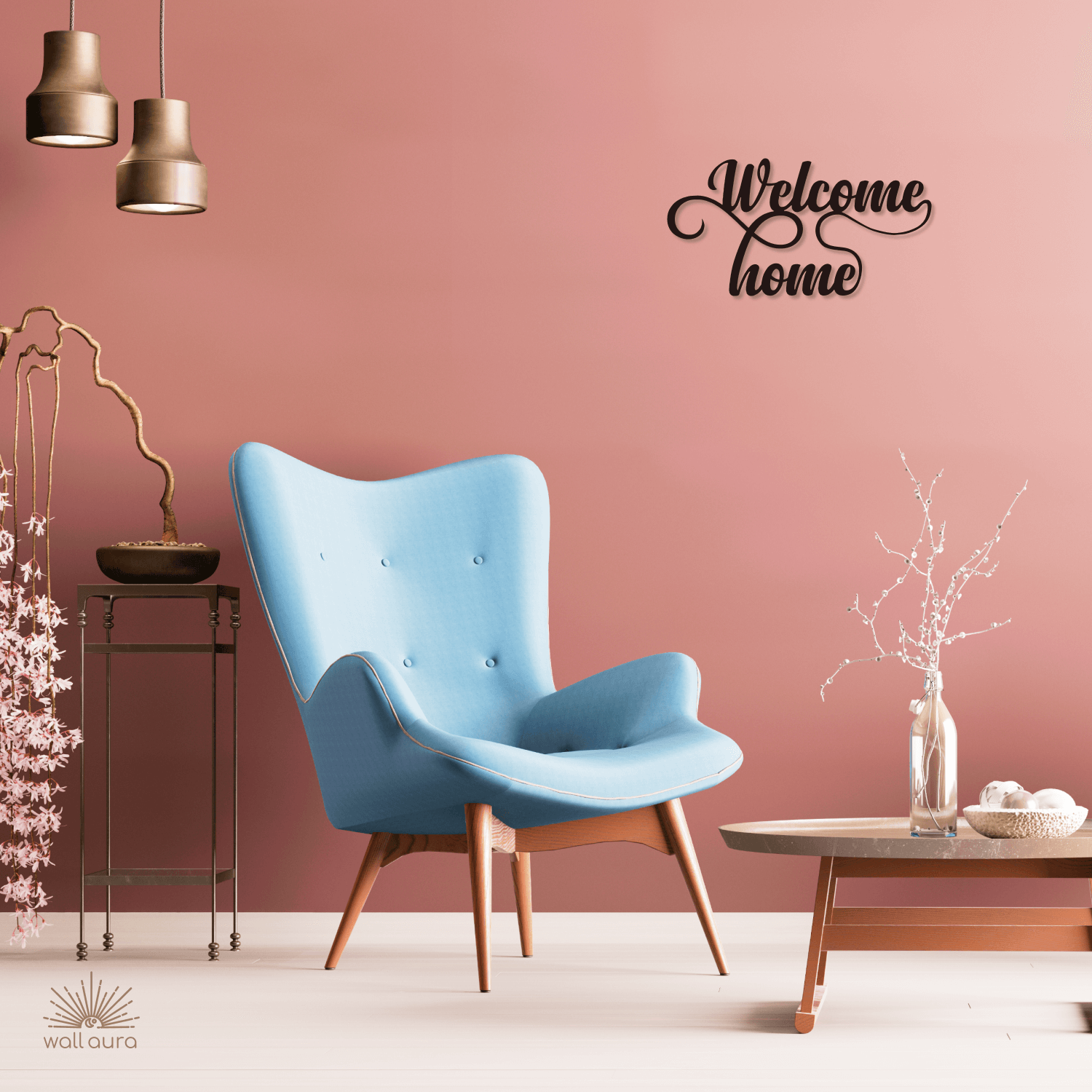 שלט קיר Welcome Home מעוצב ממתכת