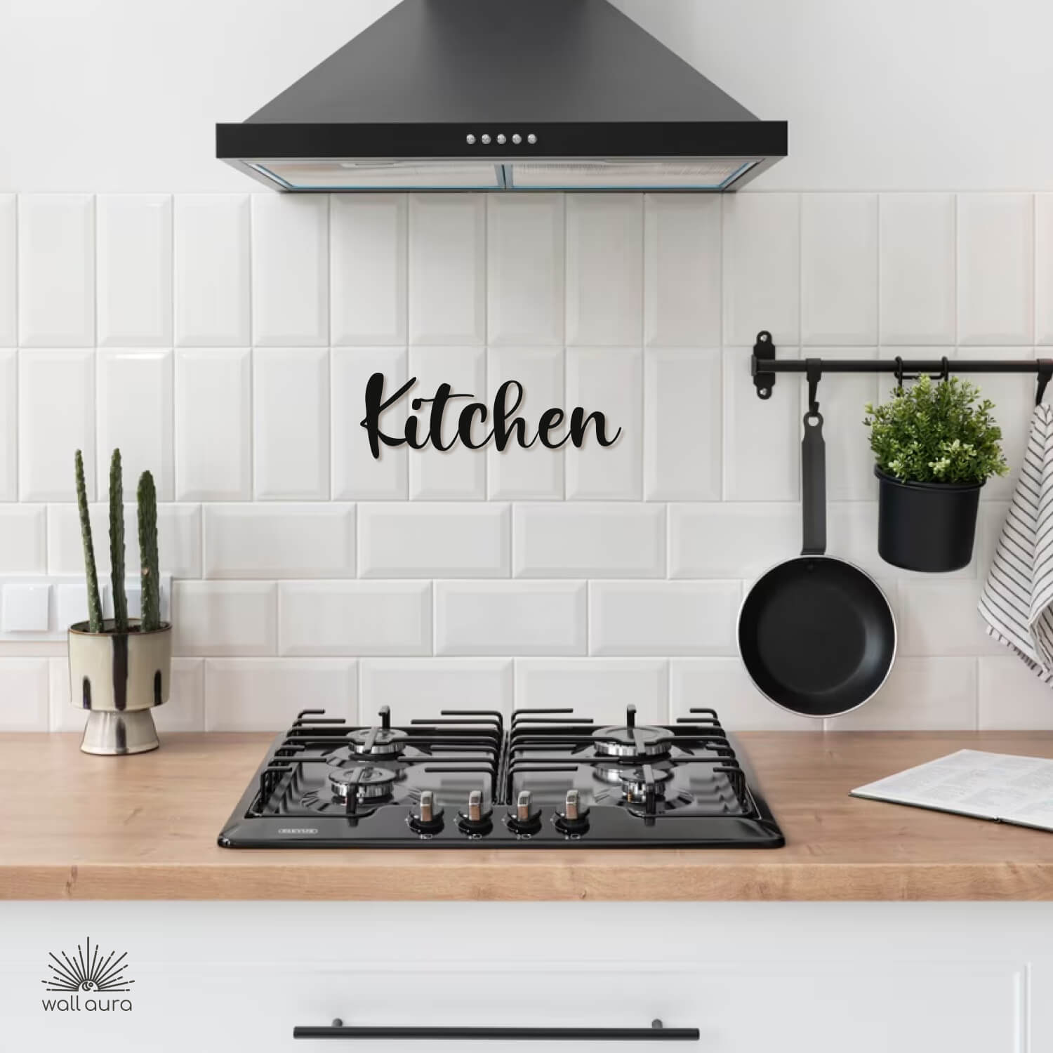 שלט "Kitchen" מעוצב ממתכת לקיר המטבח