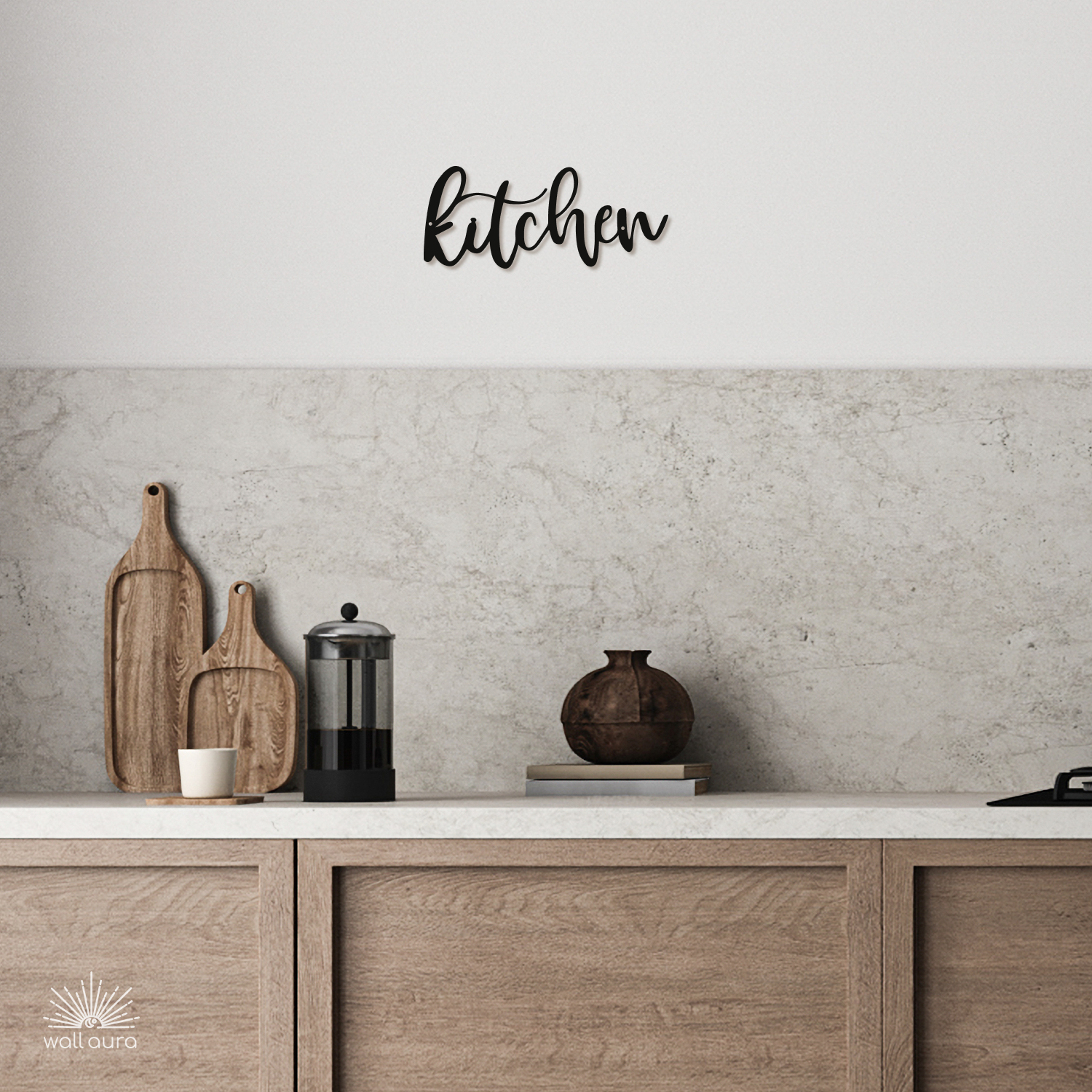 שלט "Kitchen" מעוצב ממתכת לקיר המטבח