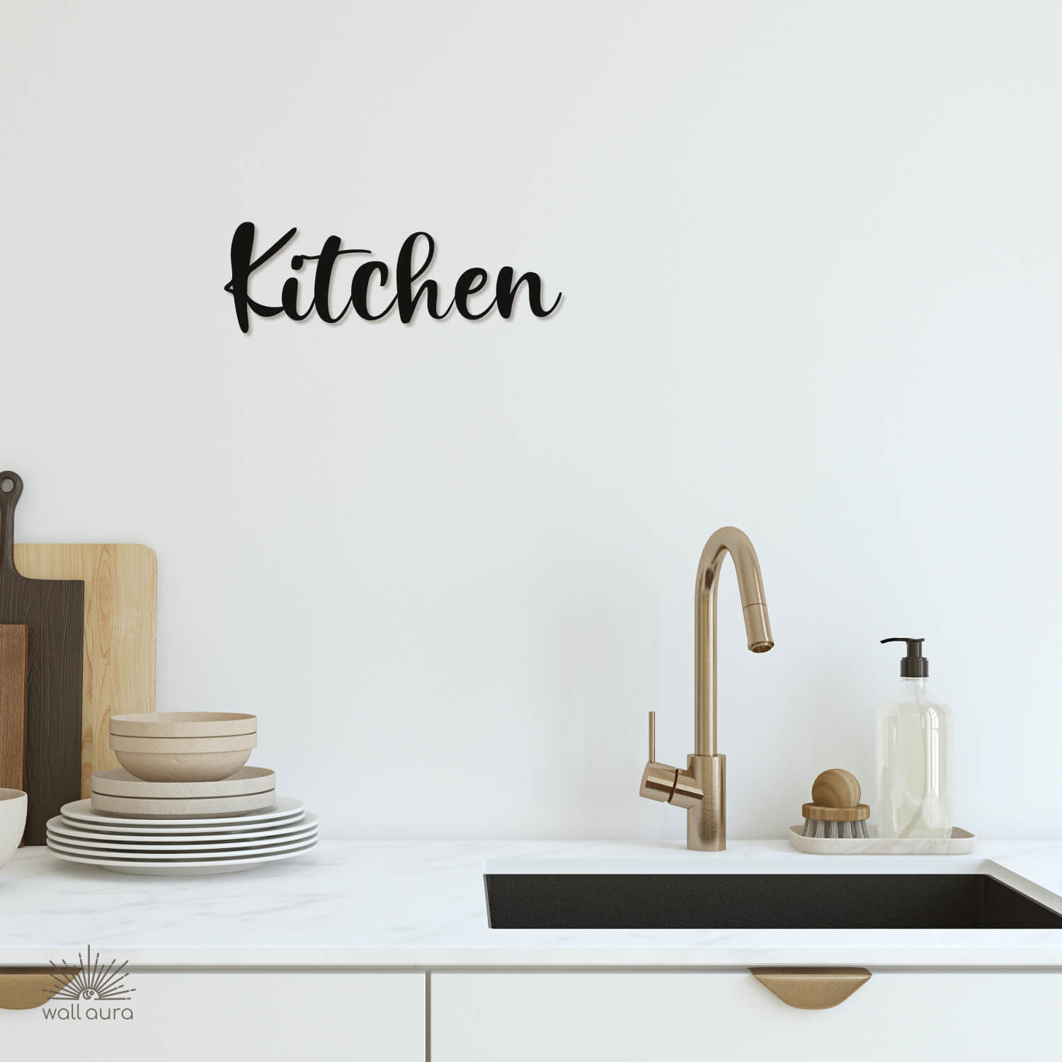שלט "Kitchen" מעוצב ממתכת לקיר המטבח